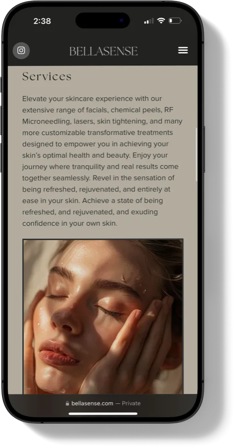 Bellasense Website Mobile