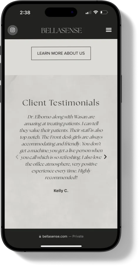 Bellasense Website Mobile
