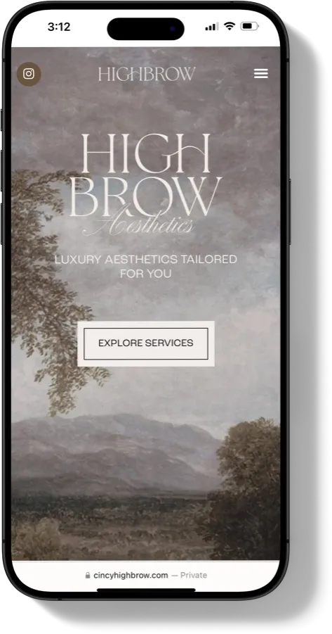 HighBrow Aesthetics Website Mobile
