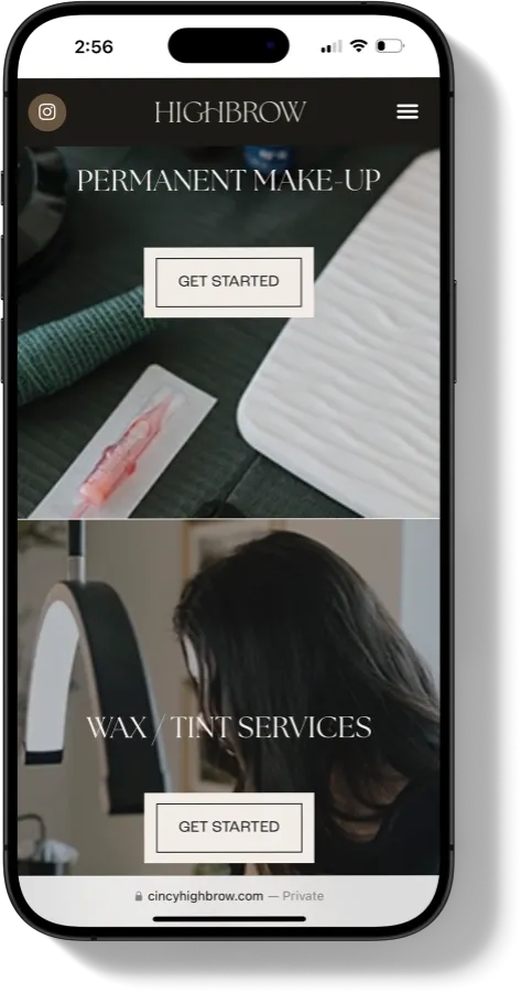 HighBrow Aesthetics Website - Mobile
