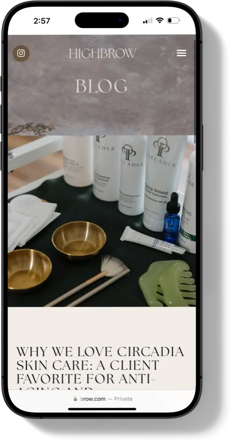 HighBrow Aesthetics Website - Mobile