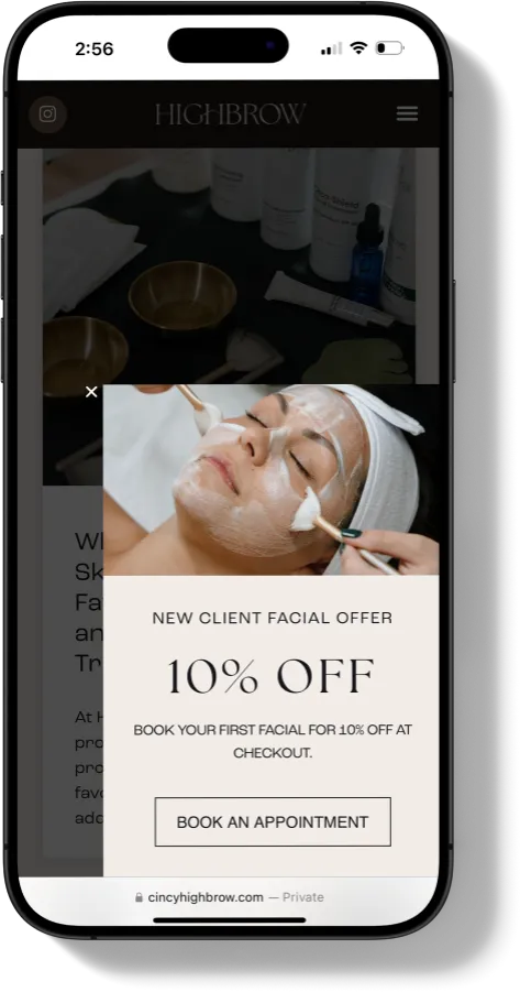 HighBrow Aesthetics Website - Mobile