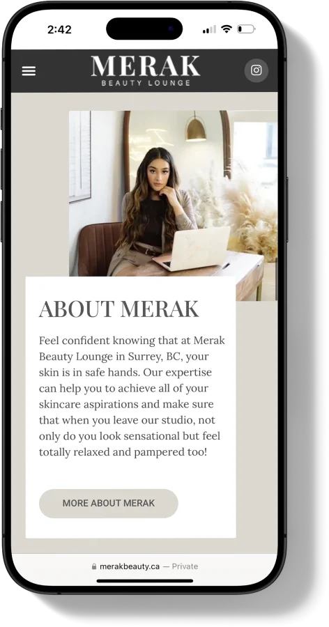 Merak Beauty Lounge Website Mobile