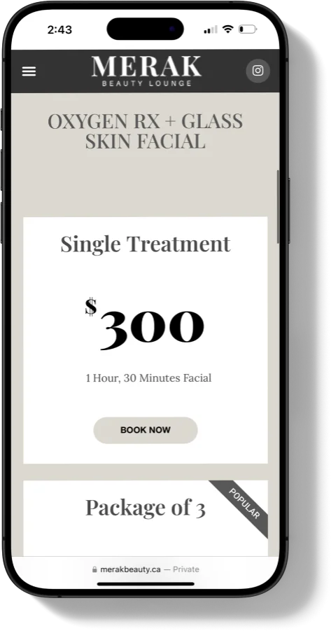 Merak Beauty Lounge Website Mobile
