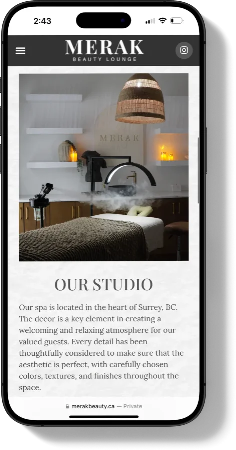 Merak Beauty Lounge Website Mobile