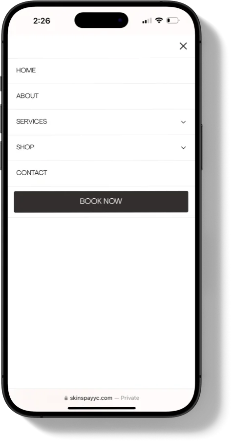 Skin Spa YYC Website Mobile