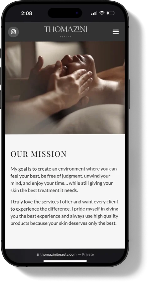Thomazini Beauty Website - Mobile