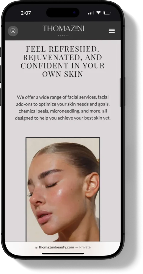 Thomazini Beauty Website - Mobile