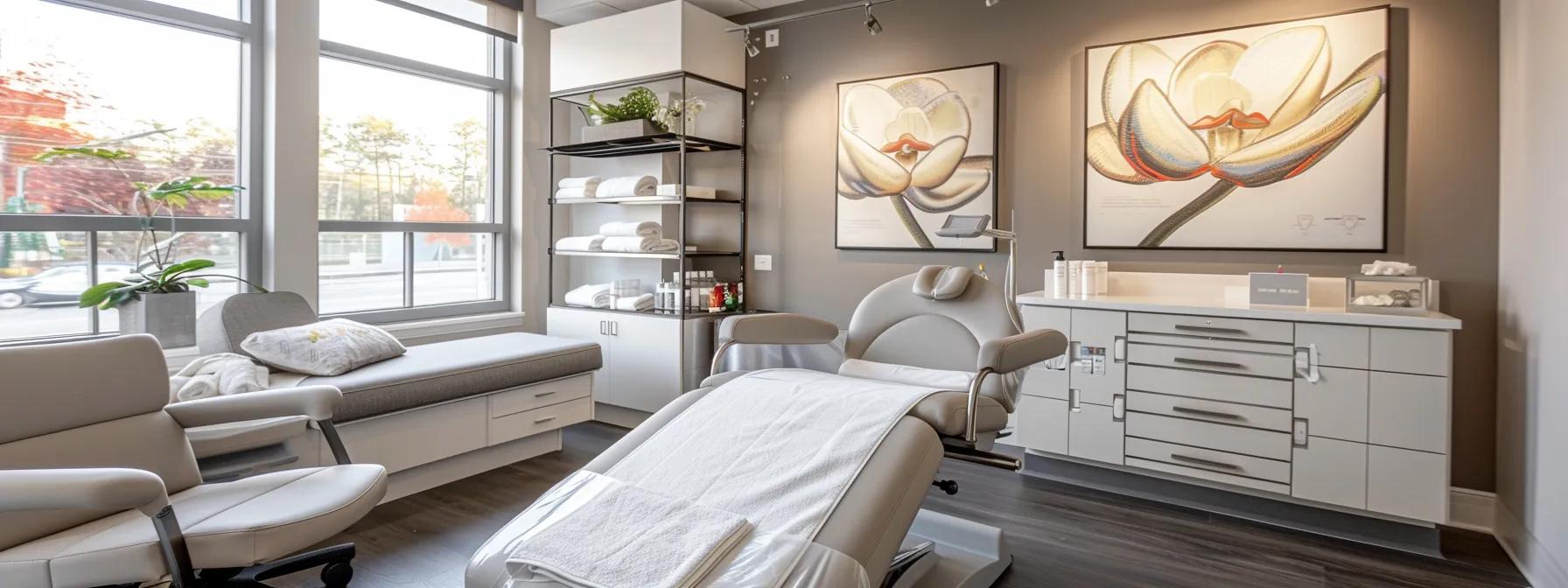 a stunning, well-lit image of a modern medical spa with sleek design elements and inviting ambiance, showcasing the services offered and contact information prominently displayed. a stunning, well-lit image of a modern medical spa with sleek design elements and inviting ambiance, showcasing the services offered and contact information prominently displayed.