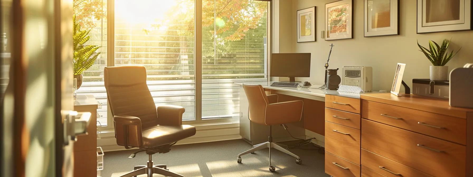 a warm, inviting consultation room filled with sunlight, where a client and a professional engage in a thoughtful discussion about personalized treatment options.